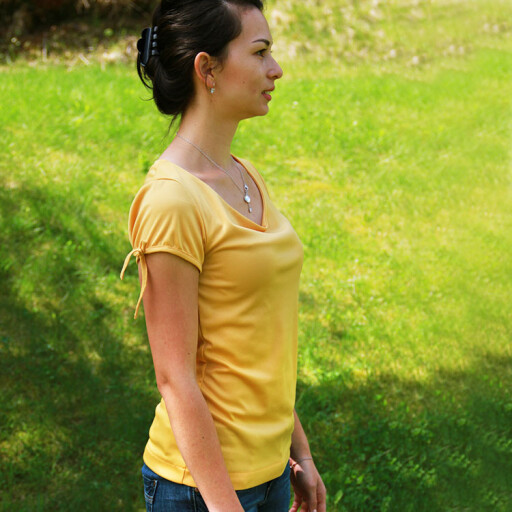 Střih na dámské tričko s vodou (velikost 32 - 62)