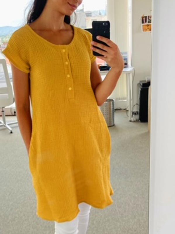 Jednoduchý střih na dámské letní kojící šaty z mušelínu