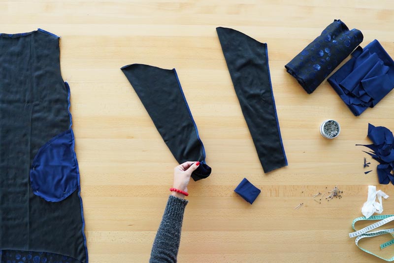 Návod a střih na jednoduché volnější podzimní / zimní šaty - rukávy