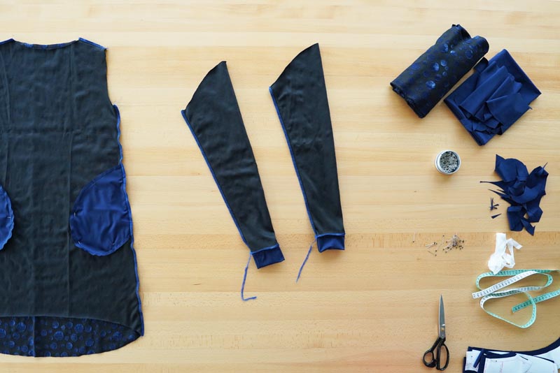 Návod a střih na jednoduché volnější podzimní / zimní šaty - rukávy