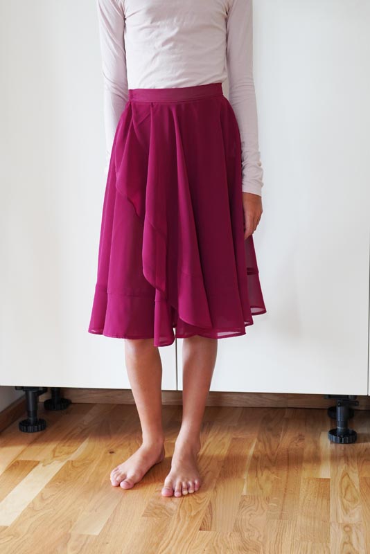 Střih na dětskou zavinovací sukni + návod jak ušít dětskou sukni