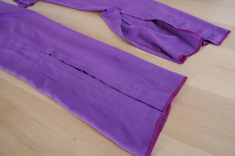 Jak ušít jednoduché dámské široké letní kalhoty s rozparkem - vypracování rozparků nohavic
