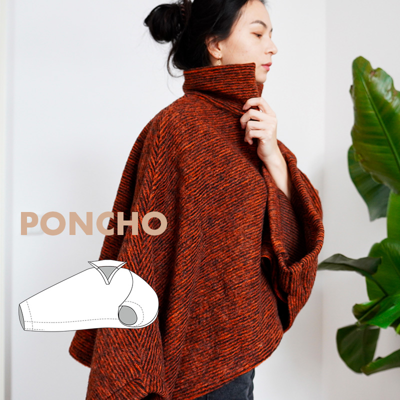 Střih na dámské pončo