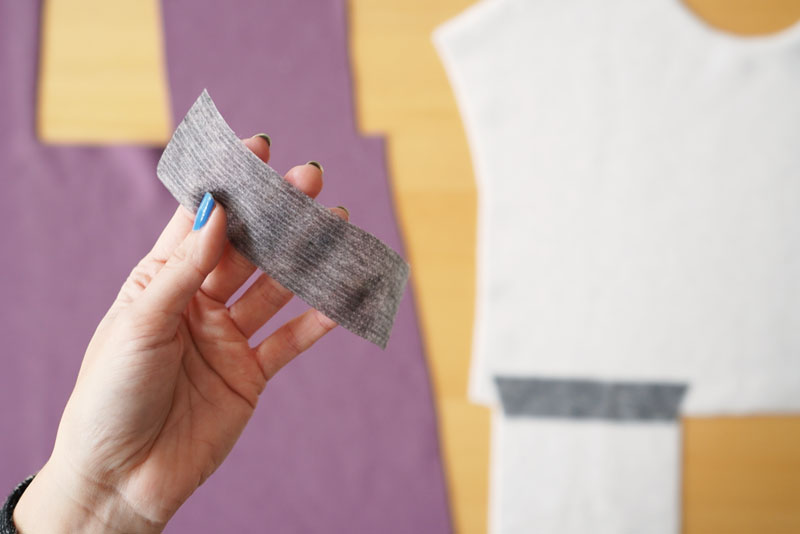 Podrobný návod jak ušít pohodlné dámské mikinové šaty - střihová příprava - vyztužení