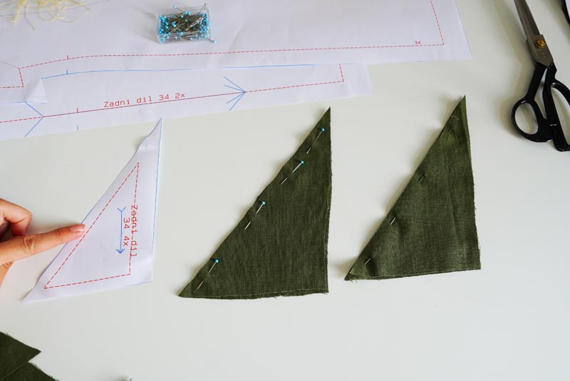 Sewing pattern for women's linen dress with spaghetti straps and exposed back LINEN - back pieces