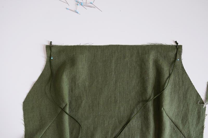 Sewing pattern for women's linen dress with spaghetti straps and exposed back LINEN - sewing the waist