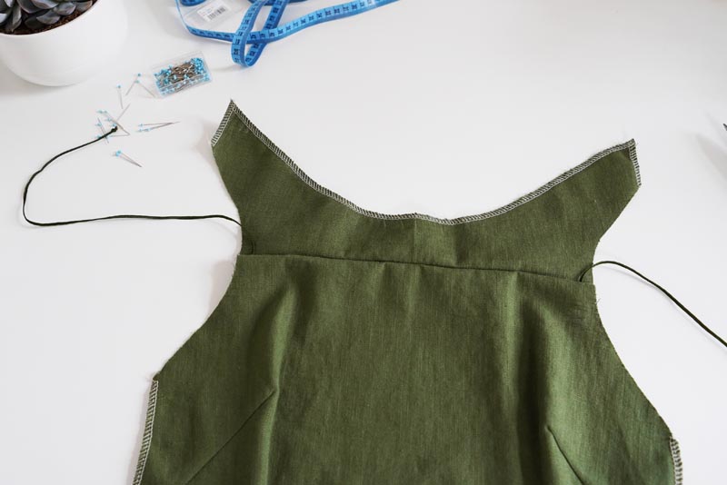 Sewing pattern for women's linen dress with spaghetti straps and exposed back LINEN - front facing