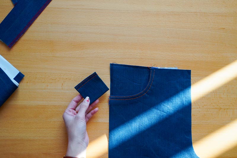 Jak ušít džíny - krytí předních kapes a mini kapsička