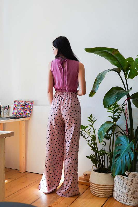 Střih a návod jak ušít dámské letní široké kalhoty do gumy