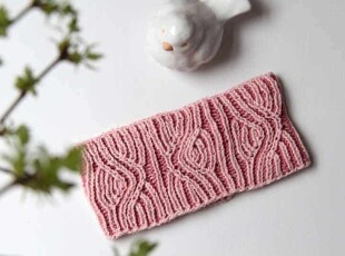 Dámská ručně pletená čelenka - chytový vzor (brioche stitch)