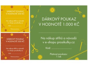 Dárkové poukazy na nákup střihů Prošikulky.cz