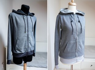 Střih - dámská a pánská mikina s kapucí na zip (+ návod na šití zdarma)