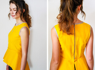 Střih na dámská top s peplum volánem