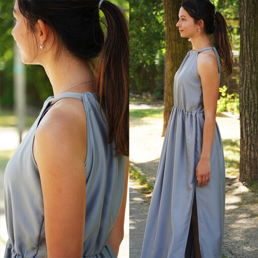 Střih na dlouhé jednoduché dámské letní šaty BREEZE (velikosti 32–60)