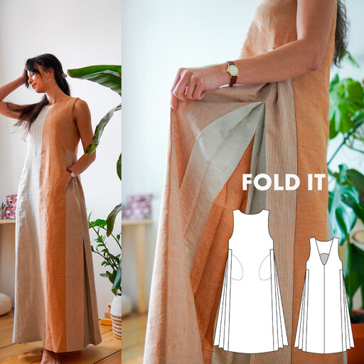 Střih – dámské pohodlné šaty FOLD IT (velikosti 32–60)