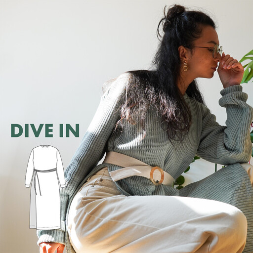 Střih – dámské komfortní tričkové šaty DIVE IN (velikosti 32–60)