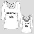 Střih - dámské tričko s hlubokým výstřihem na zádech BALLERINA (velikosti 32 - 60)
