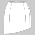 Střih - dámská vrchní zavinovací pouzdrová sukně s asymetrickým lemem LAYERS (velikosti 32–60)