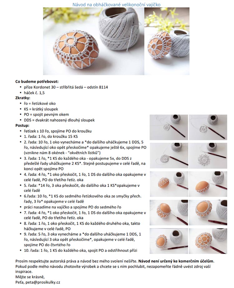 Návod na obháčkované vajíčko - ke stažení zdarma v PDF