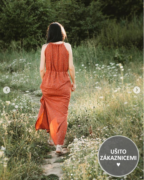 Střih na dámské dlouhé šaty - ušila Klára Š.