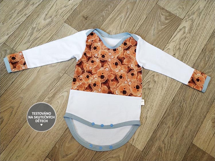 Střih - dětské body s překřížením na ramenou