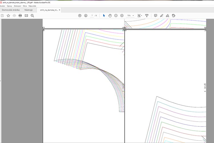 Jak vypadá střih Prošikulky.cz - všechny velikosti pohromadě bez švů