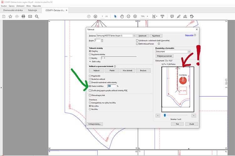 Jak vytisknout střih