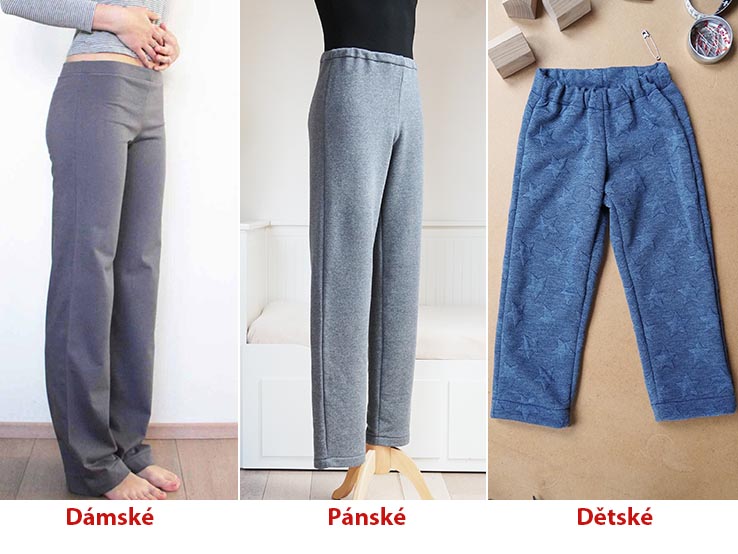 Střih na jednoduché pánské, dámské nebo dětské tepláky - šití pro začátečníky
