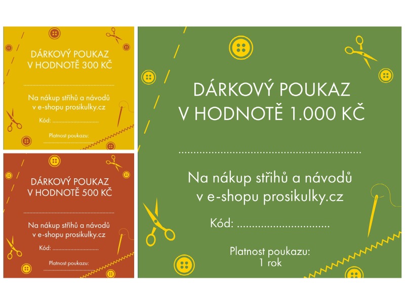 Dárkové poukazy na nákup střihů Prošikulky.cz