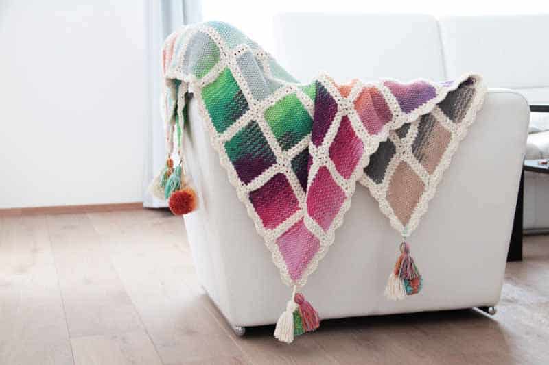 Projekt leden / únor 2017 - ručně pletená deka ve stylu patchwork