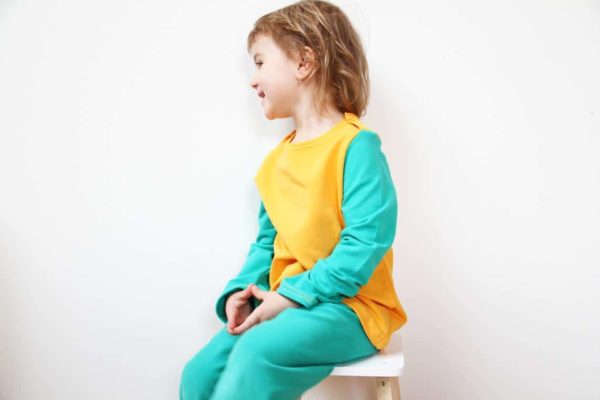 Zelenooranžová bavlněná dětská mikina